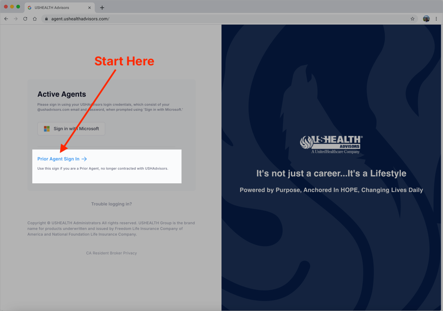 USHA Agent Portal Sign-in sample image
